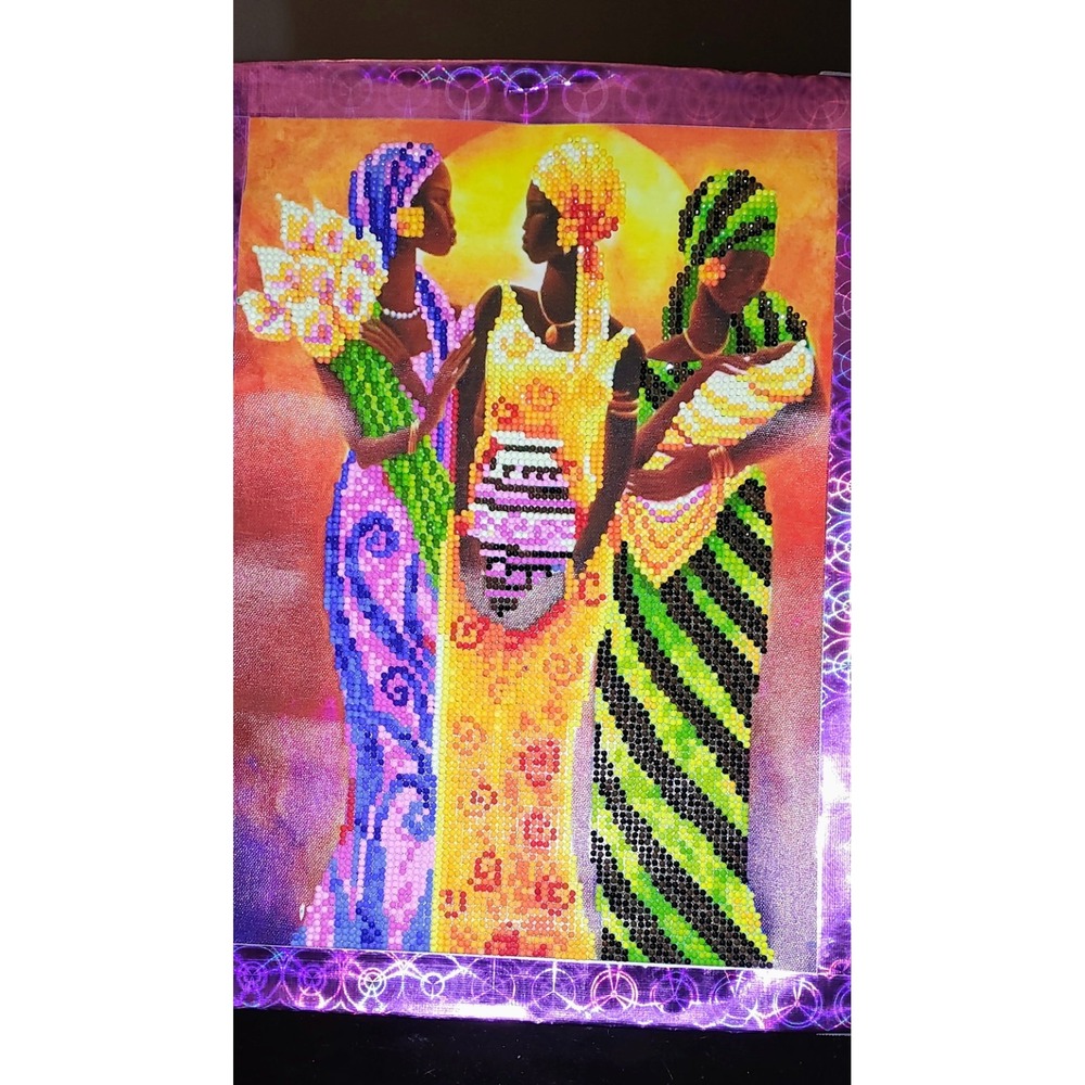 Art Beaded picture with frame HAND MADE with love Bead embroidery